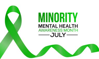 Azınlık Akıl Sağlığı Bilinci Ayı. Pankart, poster, kart ve arkaplan tasarımı için sağlık farkındalığı konsept vektör şablonu.