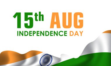 Bağımsızlık Günü 15 Ağustos. Afiş, kart, poster, arkaplan için Hint Vatanseverliği tatil şablonu.