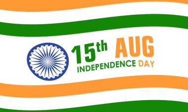 Bağımsızlık Günü 15 Ağustos. Afiş, kart, poster, arkaplan için Hint Vatanseverliği tatil şablonu.