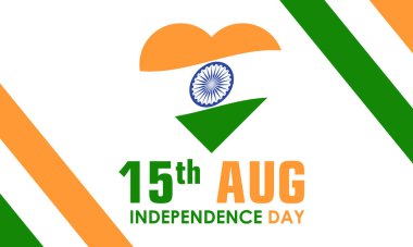 Bağımsızlık Günü 15 Ağustos. Afiş, kart, poster, arkaplan için Hint Vatanseverliği tatil şablonu.