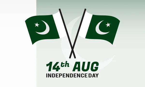 Independence Day 14Th August Pakistan Patriotism Holiday Template Banner Card — ストックベクタ