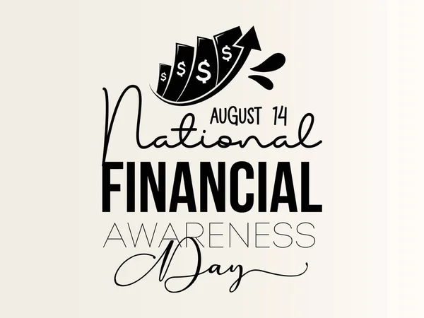 National Financial Awareness Day Black Script Calligraphy Vector Design Banner — ストックベクタ