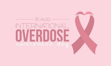 International overdose awareness day calligraphic banner design on pink background. Script lettering banner, poster, card concept idea. Health awareness vector template.