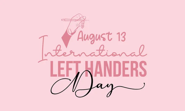 International Left Handers Day Calligraphic Banner Design Pink Background Script — Stockvector