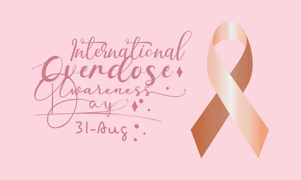 International Overdose Awareness Day Calligraphic Banner Design Pink Background Script — Archivo Imágenes Vectoriales