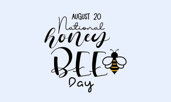 National Honey Bee Day Calligraphic Banner Design White Background Script — Stockvector