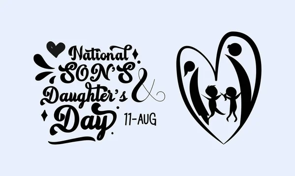 National Sons Daughters Day Calligraphic Banner Design Purple Background Script — Stock Vector