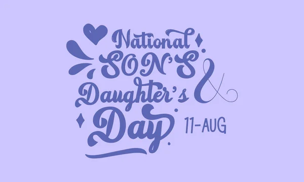 National Sons Daughters Day Calligraphic Banner Design Purple Background Script — Stock Vector