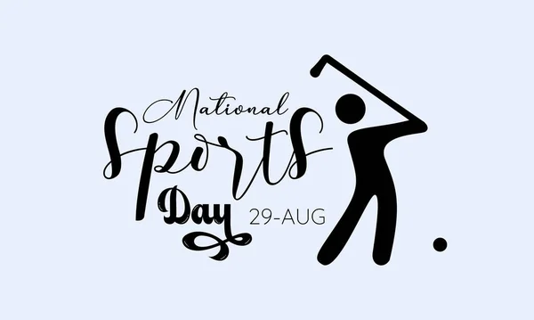 National Sports Day Calligraphic Banner Design White Background Script Lettering — ストックベクタ