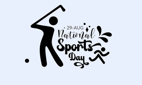 National Sports Day Calligraphic Banner Design White Background Script Lettering — Stock vektor