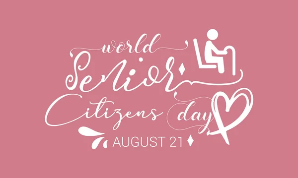 World Senior Citizens Day Calligraphic Banner Design Pink Background Script — Stock vektor