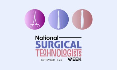 Vector illustration design concept of National surgical technologists week observed on every september.