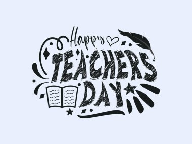 Mutlu öğretmenler günü dekoratif karalama kutlamasıyla vektör illüstrasyon tasarımı