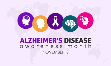 Ulusal Alzheimer Hastalık Farkındalığı Ayının her Kasım ayında gözlemlenen vektör illüstrasyon tasarımı konsepti