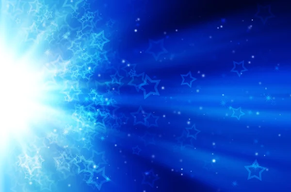 Neve e luz de estrela no fundo azul — Fotografia de Stock