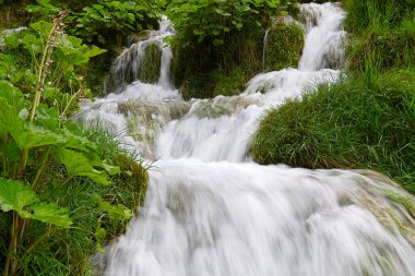 Hırvatistan Gölü Ulusal Parkı 'ndaki Güzel Şelale Parkı