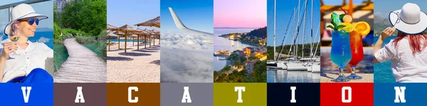 Vacation collage. collection of travel photos. Summer travel photography collage banner — Stock Photo, Image