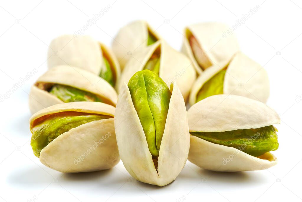 pistachio isolated on white background, clipping path