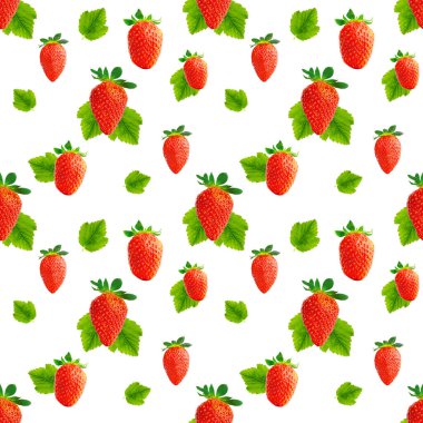 Çilek pürüzsüz desen. Beyaza izole edilmiş olgun çilekler. paket tasarımı arkaplanı.