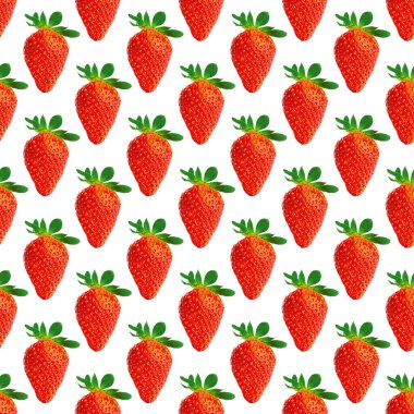 Çilek pürüzsüz desen. Beyaza izole edilmiş olgun çilekler. paket tasarımı arkaplanı.