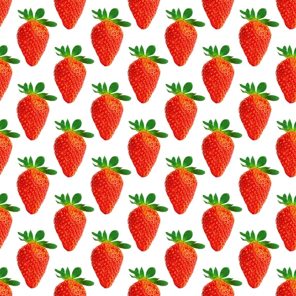 Strawberry seamless pattern. Ripe strawberries isolated on white . package design background. — Stock Photo, Image