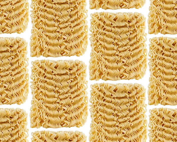 Uncooked Instant noodles, seamless pattern on white backdrop — Stock Photo, Image