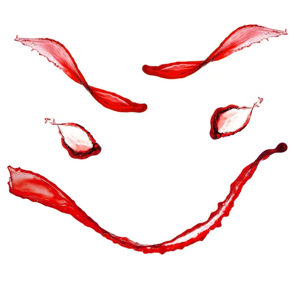 Set di spruzzi di vino rosso su sfondo bianco — Foto Stock