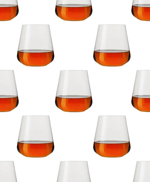 Bezešvé vzor - sklenice whisky na bílém pozadí — Stock fotografie