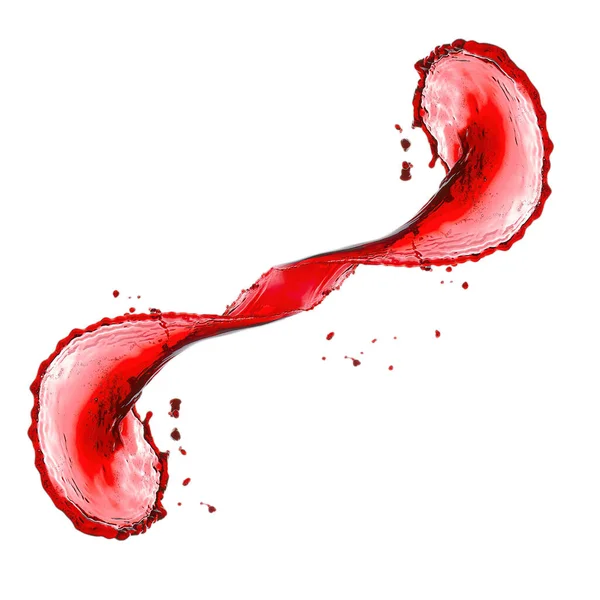 Isolerat rött vin stänk på vit bakgrund — Stockfoto