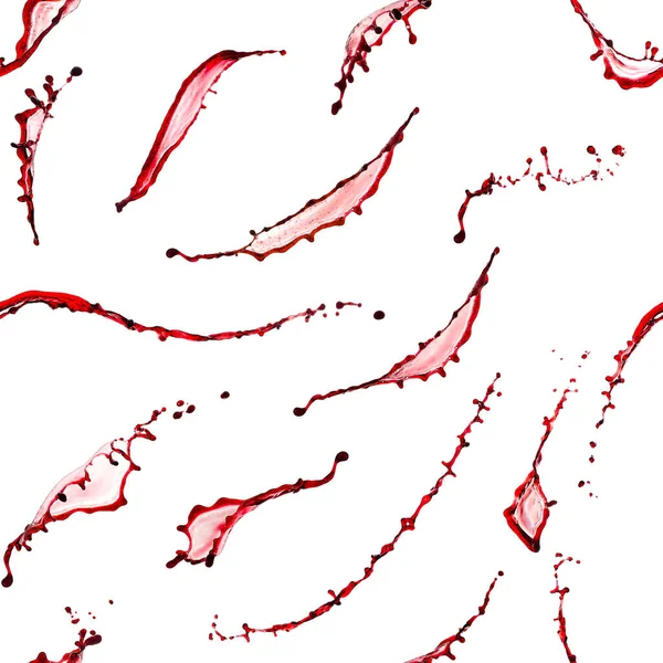 Seamless pattern of red wine splashes on white background — Stock Photo, Image