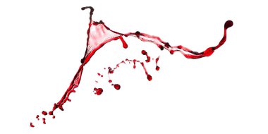 İzole edilmiş kırmızı şarap beyaz arkaplanda sıçramış.