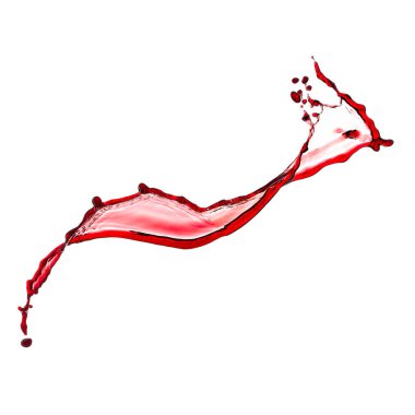 İzole edilmiş kırmızı şarap beyaz arkaplanda sıçramış.