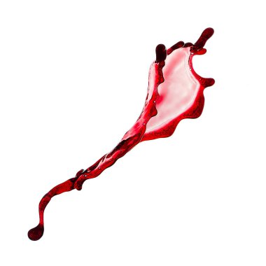 İzole edilmiş kırmızı şarap beyaz arkaplanda sıçramış.