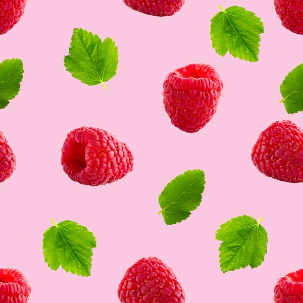 Seamless pattern with raspberry. Berries abstract background. Raspberry pattern for package design