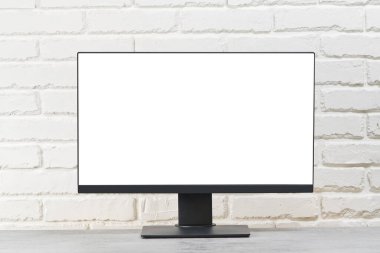 Mockup Boş Ekran Konseptini Kopyala. Ev ya da stüdyo bilgisayarlı lüks çalışma alanı