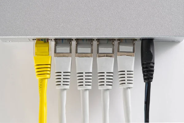 Small router and switch. tcp ip network business concept. High - performance gigabit switch. — Stok Foto