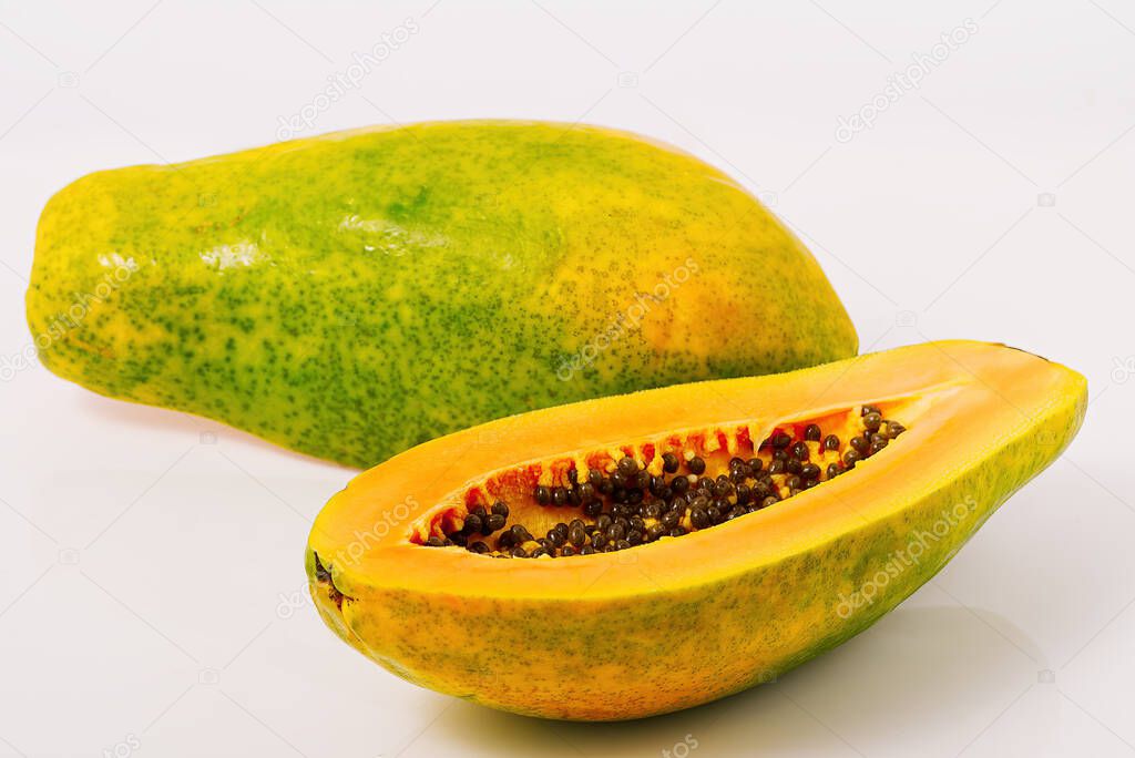Close up of of ripe papaya. View of the Inside of a Papaya. Sweet tropical fruit. Using as tropical fruits concept.