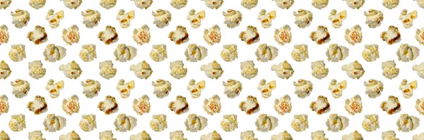 Bohatá Sbírka Popcornu Izolovaná Bílém Pozadí Izolovaný Popcorn — Stock fotografie