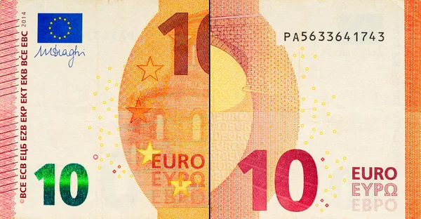 One Ten Euro Bill Euro Banknote Close Euro Official Currency — Stok fotoğraf