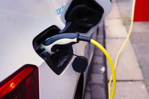 Electromobile Charging Plug Inserted Vehicle Charging Socket Electric Car Charging — Foto de Stock