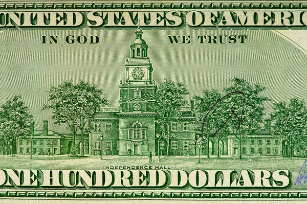 Large Fragment 100 Hundred Dollars Bill Banknote Old American Money — Fotografia de Stock