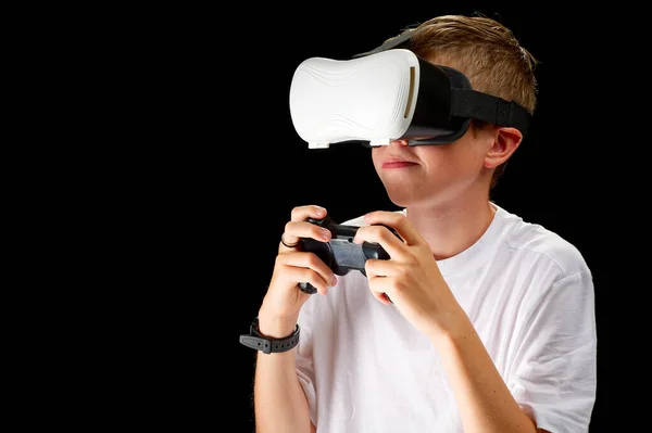 Goggles Used Child Concept New Technology Gaming Remote Education Virtual — Foto Stock