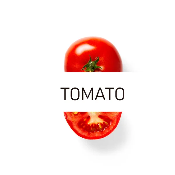 Tomato Creative Layout Composition Isolated White Background Food Healthy Eating — Stok fotoğraf