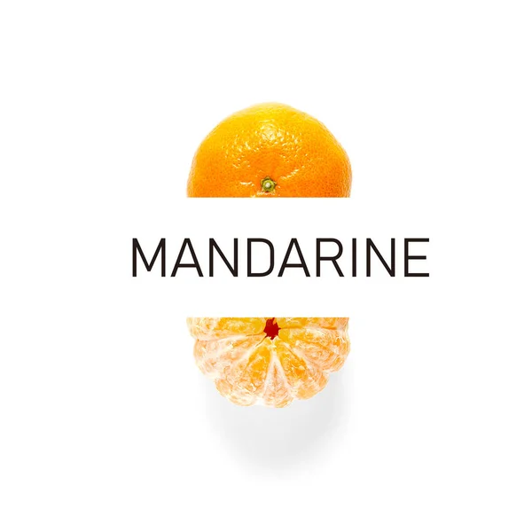 Fresh Tangerine Fruit Creative Layout Isolated White Background Healthy Eating — Stockfoto