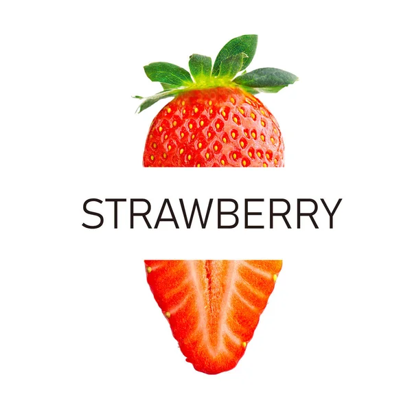 Creative Layout Made Strawberry White Background Flat Lay Food Concept — 스톡 사진