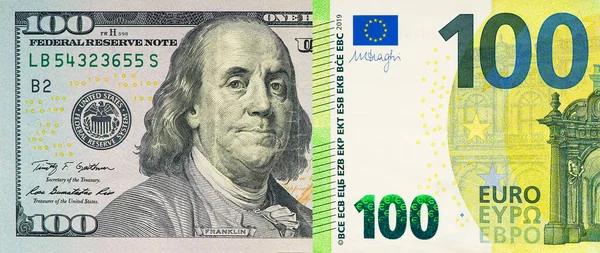 Large Fragment 100 Hundred Dollars Bill Banknote Old American Money — Fotografia de Stock