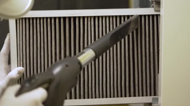 Hvac Filterbyte Byte Filtret Det Centrala Ventilationssystemet Ugnen Ersätter Smutsiga — Stockvideo