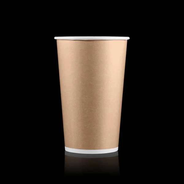 可处置杯隔离在黑色背景 去杯模拟咖啡 色彩斑斓的纸杯 — 图库照片