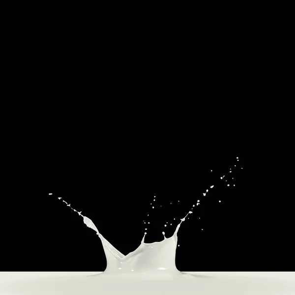 Milk Splash Isolated Black Background Abstract Milk — Stock Photo, Image