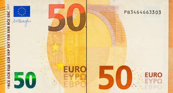 One Fifty Euro Bill Euro Banknote Close Euro Official Currency — Stok fotoğraf